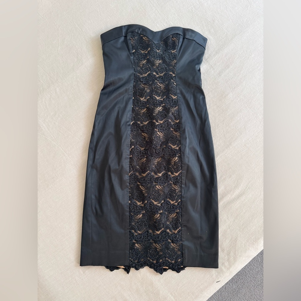 Bebe Black Strapless Sheath Cocktail Dress
